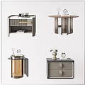 Modern Bedside Tables With Diverse Designs Metal Frames And Decorative Ornaments 3d model