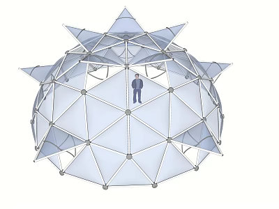 Modern Villa Balcony With Geometric Dome Structure And Spacious Open Design 3d model
