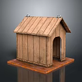 Wooden Dog House Structure With Sloped Roof Wooden Planks And Platform Base