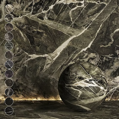 Marble Texture Components With Decorative Sphere And Color Sample Elements 3d model