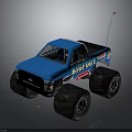 Challenging Off Road Terrain for Bigfoot Monster Truck with Large Tires Blue Body and Antenna