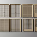 Wooden Sliding Doors For Home Interior With Various Grid Patterns And Panel Designs 3d model