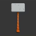 Square Metal Head Hammer With Cracked Design And Orange Textured Handle 3D Render