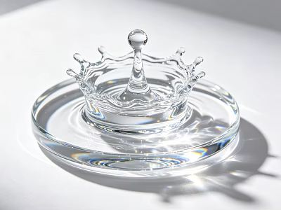 Crystal Crown Shaped Water Drop Decorative Ornament With Transparent Base And Light Reflection 3d model
