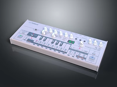 Roland White Control Panel With Multiple Knobs Faders And Display For Home Use 3d model