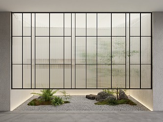 Glass Partition Glass Japanese Screen 3d model