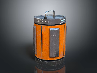 Orange and Black Trash Can with Metallic Lid Handle for Home Office Waste Disposal 3d model