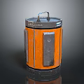 Orange and Black Trash Can with Metallic Lid Handle for Home Office Waste Disposal