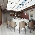 Luxurious Private Dining Room Interior With Round Table And Wine Rack 3d model
