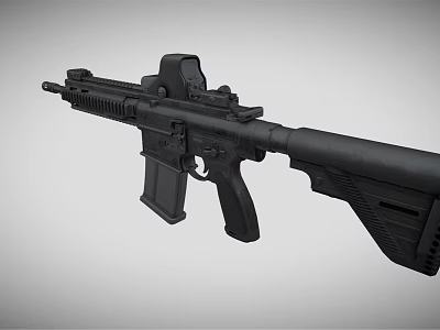 Black Tactical Rifle with Scope Magazine and Modern Military Design 3d model
