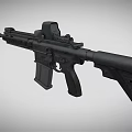 Black Tactical Rifle with Scope Magazine and Modern Military Design