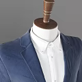 Men's Blue Suit Jacket White Shirt Matching Trousers And Leather Shoes On Mannequin