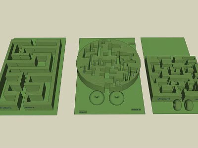 Fun Playground Maze Equipment Featuring Various Shapes And Green Plastic Structure 3d model