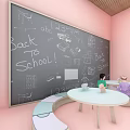 Garden Ornaments In Classroom With Back to School Blackboard And Students