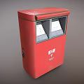 Red Postbox With Mail Slots And POST Label On Gray Background 3d model