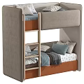 Modern Kids Bunk Bed With Wooden Ladder Soft Pillows And Cozy Blankets