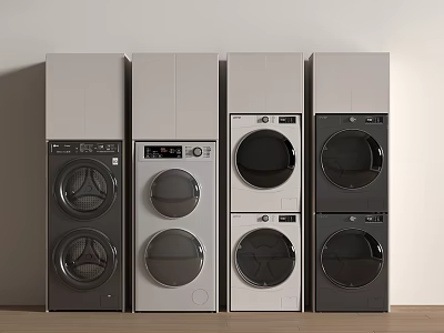 Stylish Modern Washing Machines With Different Designs And Colors For Home Laundry 3d model