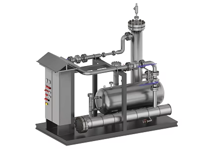 Industrial Equipment With Stainless Steel Structure Piping System And Control Panel Unit 3d model