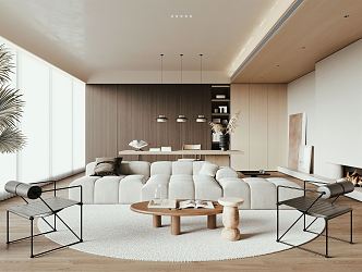 Japanese Living Room Log Minimalist Living Room 3d model