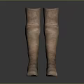 Men's Brown Knee High Boots Displayed on Dark Surface with Gray Background