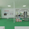 Industrial Processing Plant Interior With Stainless Steel Reactors Green Floor And Control Panels