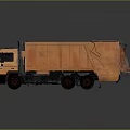 Miniature Orange Garbage Truck Model With Shiny Body And Black Wheels