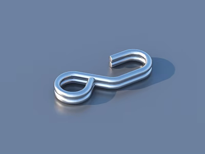 Silver Metal Figure Eight Hook Design With Smooth Curved Structure 3d model