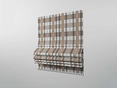 Roman Blinds With Plaid Pattern In Brown Beige Black For Window Decor 3d model