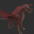 Mythical Red Reptile Dragon With Spread Wings Scales And Claws