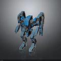 Scifi Mechanical Robot Character Design With Blue Armor And Limb Structure 3d model