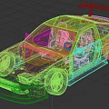 Modified Silver Sports Car With Pink Accents Rear Spoiler And Wide Body Kit