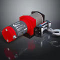 Heavy Duty Electric Winch Featuring Red Body Steel Drum Metal Hook And Mounting Base