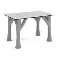 Modern Dining Table Set With Gray Smooth Tabletop And Tree Shaped Legs Design