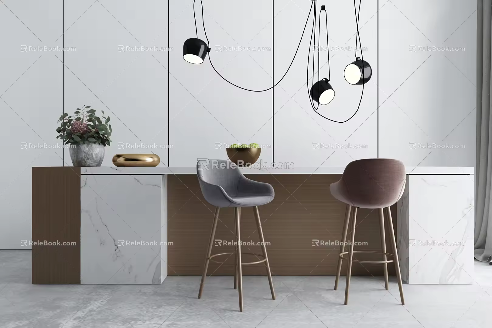 Modern Bar Chair Combination Open 3d model