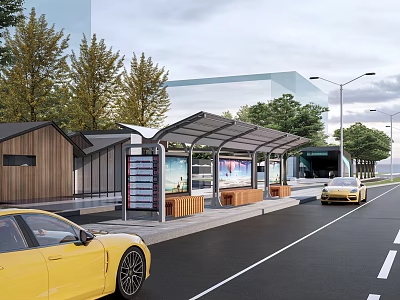 Modern platform bus stop bus stop bus stop waiting booth 3d model