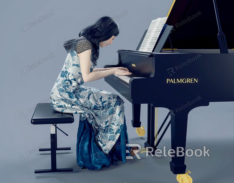 Modern Woman Piano Solo Playing Piano Musical Instrument Playing model