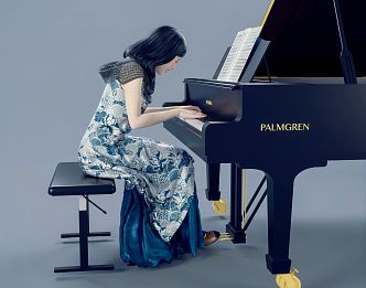 Modern Woman Piano Solo Playing Piano Musical Instrument Playing 3d model