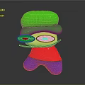 Cute Cartoon Doll With Green Hat Big Eyes Red Shirt And Blue Pants