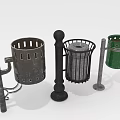 Outdoor Trash Cans with Various Metal Designs Stands and Color Options