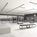Modern Retail Store Interior With Display Racks Product Shelves And Lighting