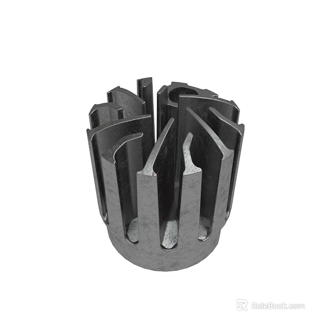 Metal Industrial Mechanical Gear Component With Multiple Blades And Solid Structure 3d model 