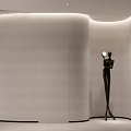 Modern Elegant Beauty Hair Salon Interior With Curved Reception Counter And Ambient Lighting