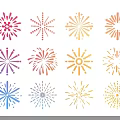Vibrant Colorful Firework Patterns With Various Shapes And Bright Colors