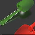 Two Colorful Plastic Spoons Green And Red For Kitchen Household Use