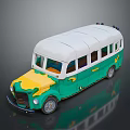 Vintage Green Yellow White Bus Featuring Classic Design And Retro Details