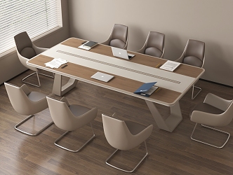 Meeting table and chair office table and chair combination 3d model