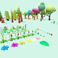 Diverse Plant Combinations With Various Trees Shrubs And Colorful Garden Elements 3d model