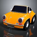 Vintage Yellow Sports Car With Classic Design Round Headlights Black Windows And Wheels