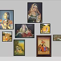 Traditional Indian Female Portraits With Various Poses In Framed Wall Art On White Background