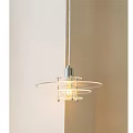 Modern Circular Pendant Light With Glass Layers Metal Frame And Edison Bulb For Interior
